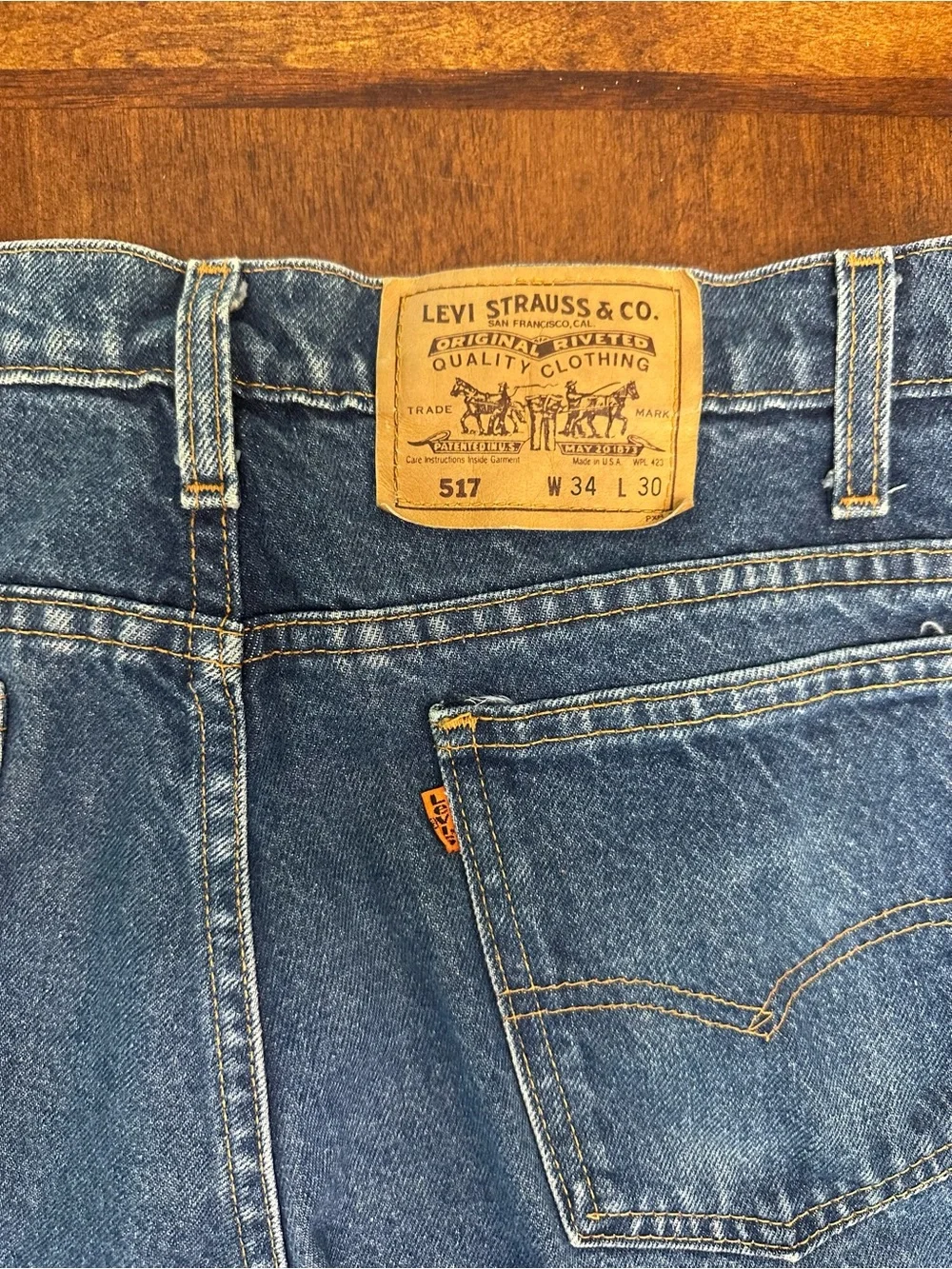 Vintage 1991 Levi's 517 Orange Tab Bootcut Jeans Made in USA Fits W32 L29